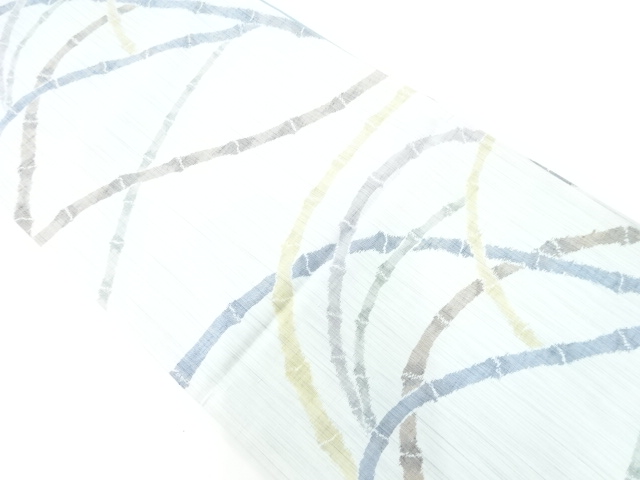 アンティーク　手織り紬竹節模様織出し全通袋帯（材料）